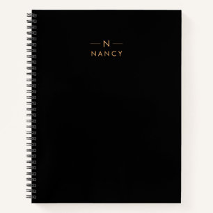 Monogramm Schwarz, modern Minimalistisch elegant Notizbuch