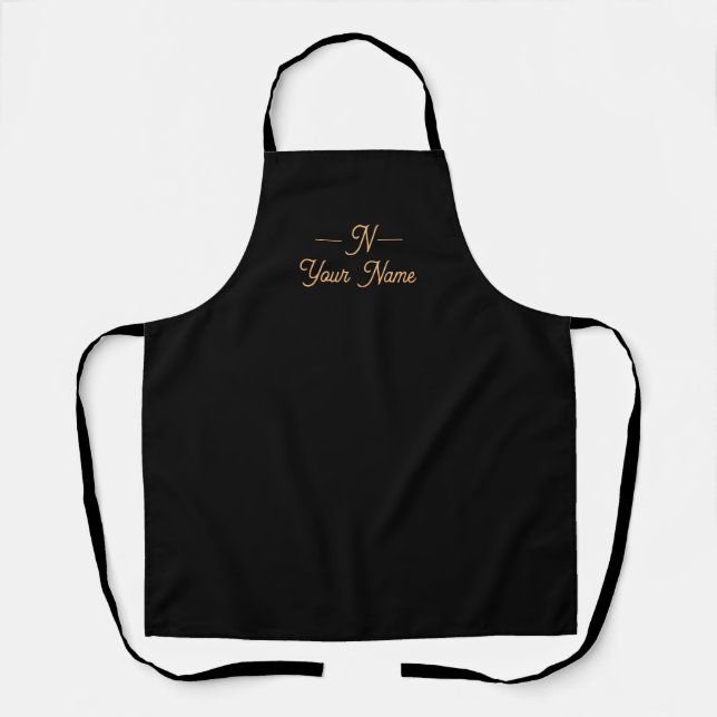 Monogramm Schwarz, modern Minimalistisch elegant Schürze (Vorderseite)