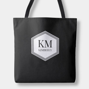Monogramm Schwarz Moderne Elegante Einfache Benutz Tasche
