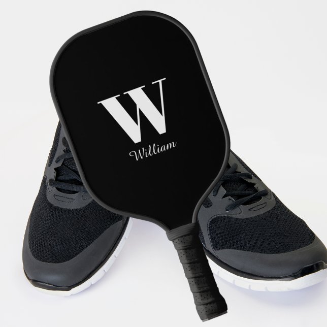 Monogramm Schwarz Pickleball Schläger (Von Creator hochgeladen)