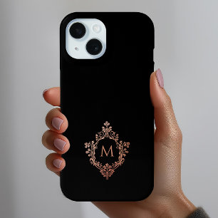 Monogramm Schwarz Rosa Elegantes Rose Gold Wappen Case-Mate iPhone Hülle