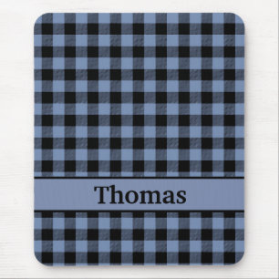 Monogramm Schwarz und Blau Kariert, Buffalo Karo Mousepad