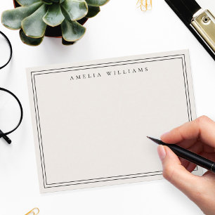 Monogramm Schwarz und Elfenbein Minimalistisch zwe Mitteilungskarte