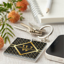 Monogramm Schwarz und falsches Gold geometrisches 