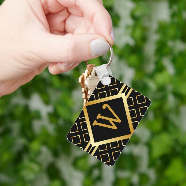 Monogramm SCHWARZ und FAUX Gold mit INITIALE Only Schlüsselanhänger (Hand)