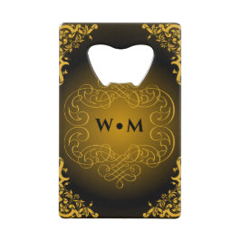 Monogramm Schwarz und Gold mit dekorativen Element Geldbeutel Flaschenöffner