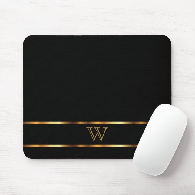 Monogramm Schwarz und Gold Mousepad (Mit Mouse)