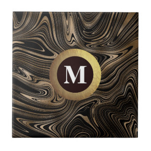 Monogramm, schwarz und goldfarben fliese