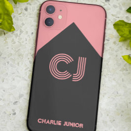 Monogramm Schwarz und Rosa Retro Case-Mate iPhone Hülle