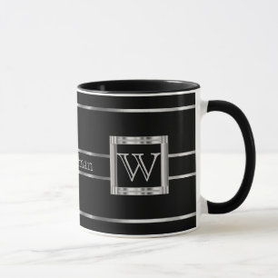 Monogramm Schwarz und Silber Tasse