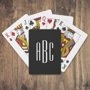 Monogramm Schwarz und Weiß mit drei Buchstaben Spielkarten