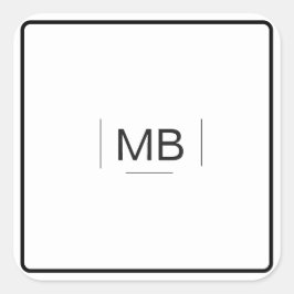 Monogramm Schwarz-weiß Einfach Beruflich Quadratischer Aufkleber