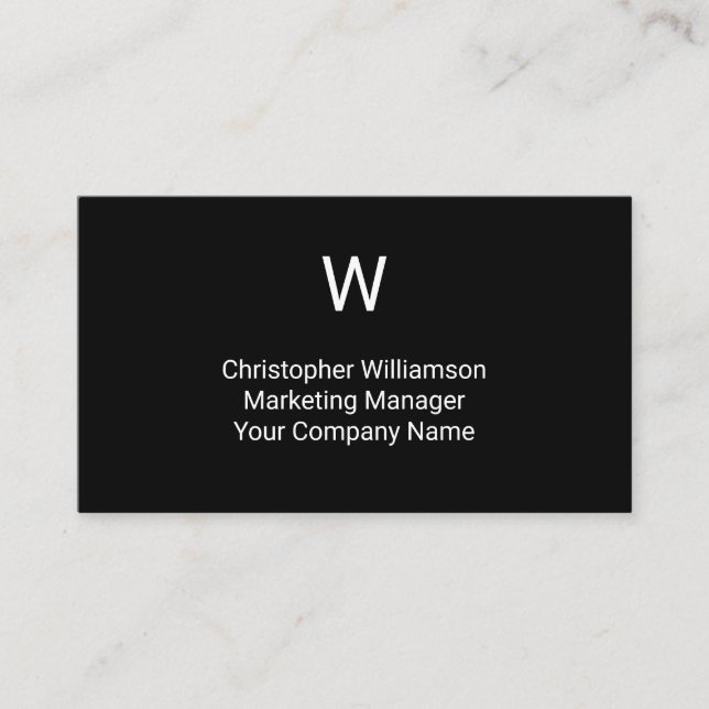 Monogramm Schwarz-weiß Einfache Minimalistische Ma Visitenkarte (Vorderseite)