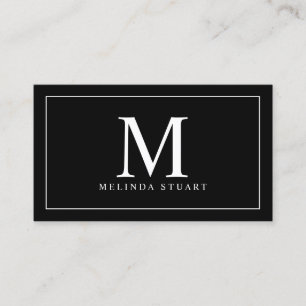 Monogramm Schwarz-Weiß-Elegant Visitenkarte