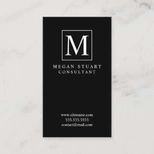 Monogramm Schwarz-Weiß-Elegant Visitenkarte