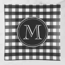 Monogramm Schwarz/Weiß Gingham Kariert