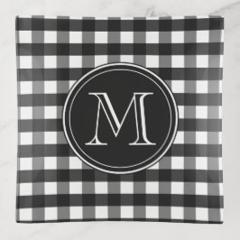 Monogramm Schwarz/Weiß Gingham Kariert Dekoschale