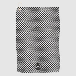 Monogramm Schwarz-Weiß-Hahnentrittmuster-Muster Golfhandtuch