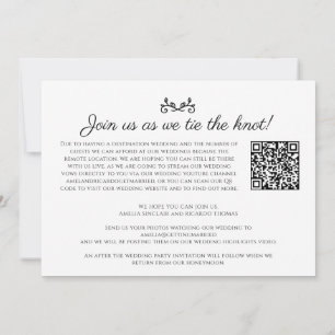Monogramm schwarz weiß Hochzeit Livestream QR-Code Ankündigung
