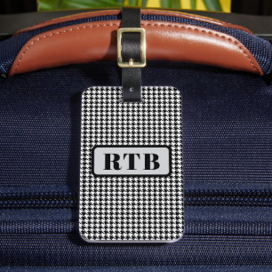 Monogramm Schwarz & Weiß Houndstooth 2-seitig mit  Gepäckanhänger