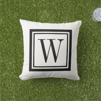 Monogramm Schwarz-Weiß-Klassisches Quadrat Kissen