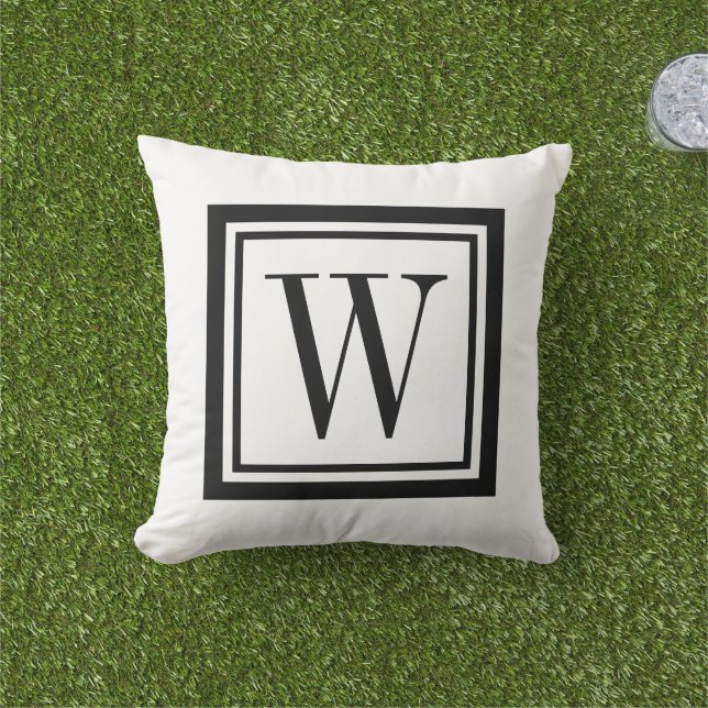 Monogramm Schwarz-Weiß-Klassisches Quadrat Kissen (Golfball-Marker)
