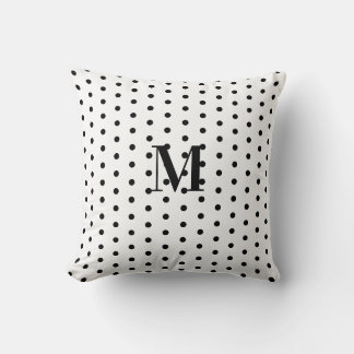 Monogramm Schwarz-Weiß-Polka-Dots  Kissen