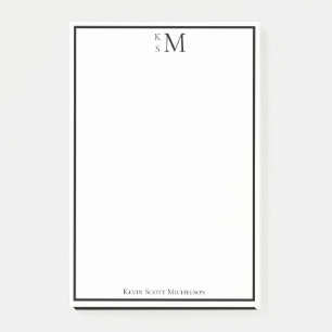 Monogramm Schwarz Weiß Professionell Elegant Post-it Klebezettel