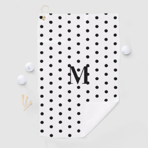 Monogramm Schwarz-Weiß-Punkte Golfhandtuch