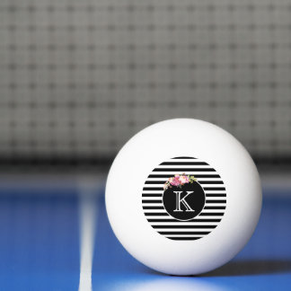 Monogramm Schwarz-Weiß-Streifen Tischtennisball