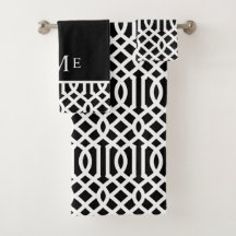 Monogramm Schwarz-Weiß-Trellis | Editierbare Farbe