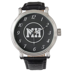 Monogramm Schwarz Weiße Elegante Moderne Initial-U Armbanduhr