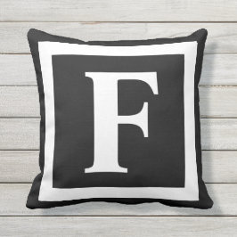 Monogramm Schwarz-weißer Anfangswurfkissen im Frei Kissen