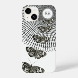 Monogramm Schwarz-weißer Schmetterlingsweg iPhone 14 Hülle