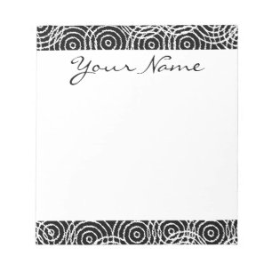 Monogramm Schwarz-weißes Ikat Circle Geometric Mu Notizblock