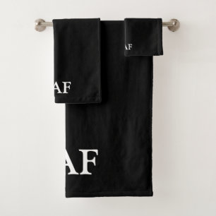 Monogramm Schwarz-weißes Minimalistisches Badetuch Badhandtuch Set