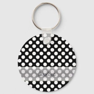 Monogramm-Schwarz-weißes Trendy Schlüsselanhänger