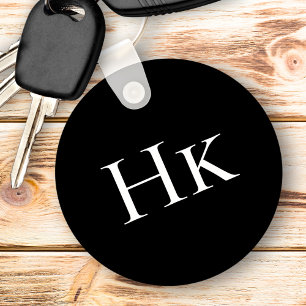 Monogramm Schwarze Elegante Klassische Monogrammie Schlüsselanhänger