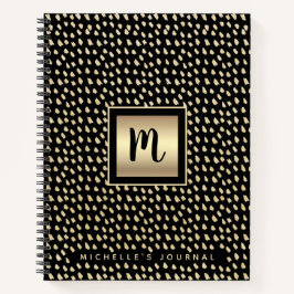 Monogramm schwarze Goldfolie fett moderner Skriptl Notizbuch