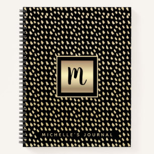 Monogramm schwarze Goldfolie fett moderner Skriptl Notizbuch