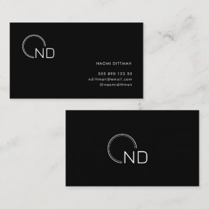 Monogramm Schwarze Minimalistische Visitenkarte