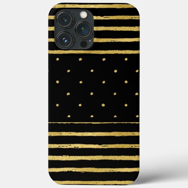 Monogramm Schwarze Streifen Punkte Case-Mate iPhone Hülle (Rückseite)