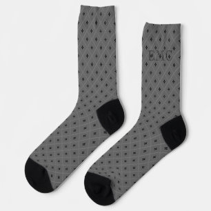 Monogramm schwarze und graue Diamantfloretten Socken