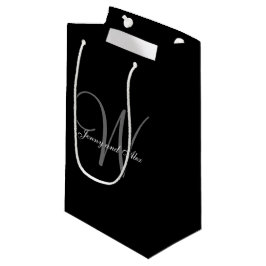 Monogramm-schwarze und silberne Hochzeit Kleine Geschenktüte