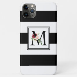 Monogramm schwarze und weiße Streifen Case-Mate iPhone Hülle