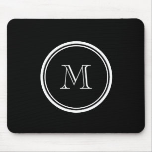 Monogramm-schwarze zuerstobere Grenze gefärbt Mousepad