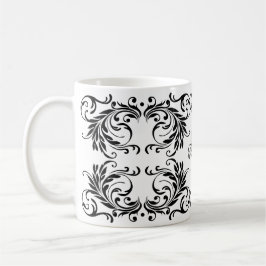 Monogramm-schwarzer Damast Kaffeetasse