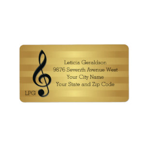 Monogramm Schwarzer Kleber auf goldenen Streifen Adressaufkleber