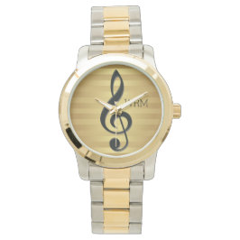 Monogramm Schwarzer Kleber auf goldenen Streifen Armbanduhr