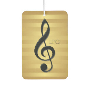 Monogramm Schwarzer Kleber auf goldenen Streifen Autolufterfrischer
